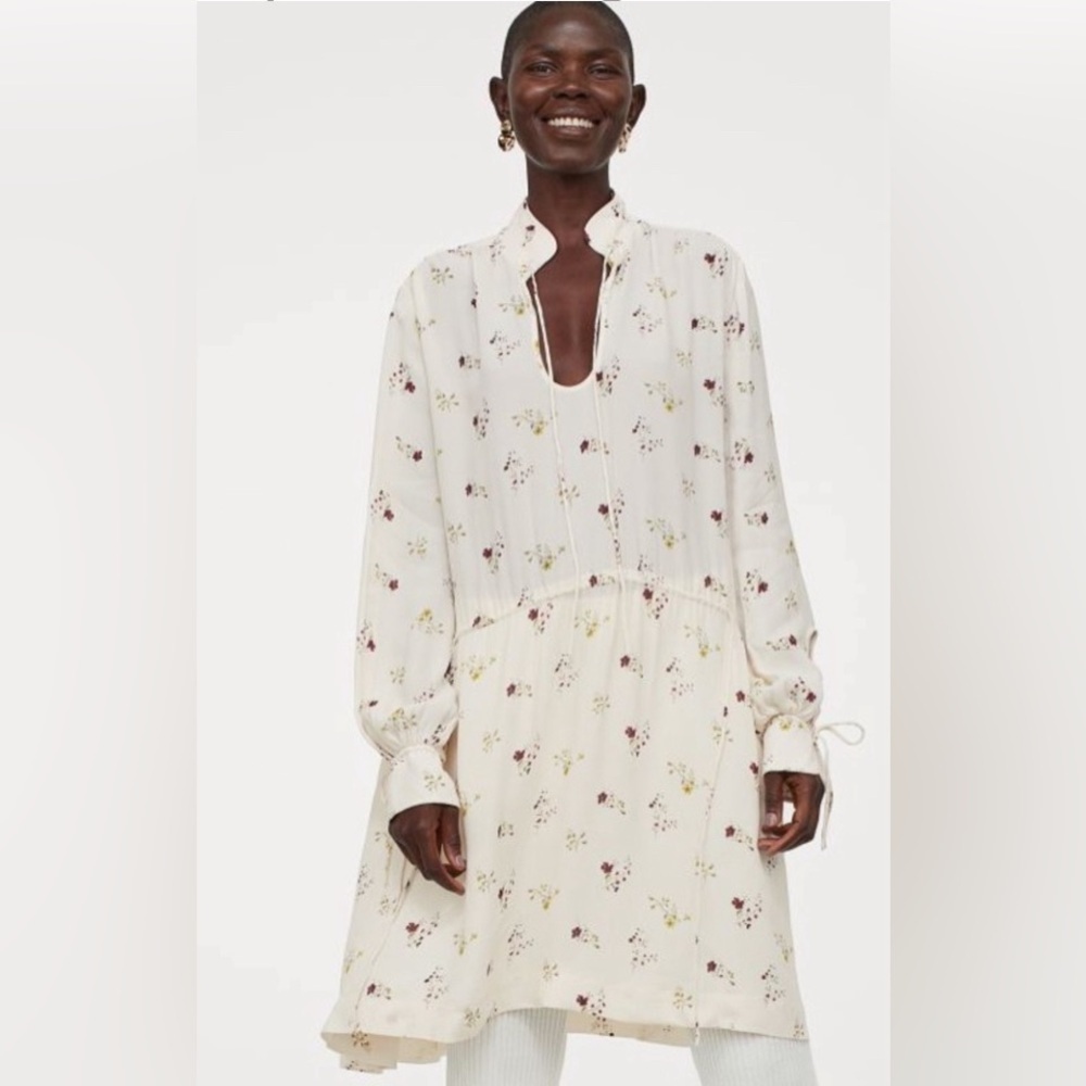H&M - oversized A-line tunic dress in creamy floral